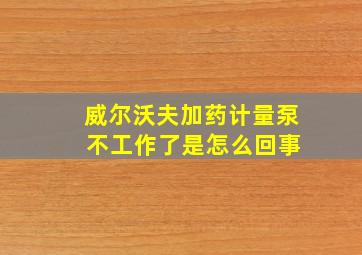 威尔沃夫加药计量泵 不工作了是怎么回事